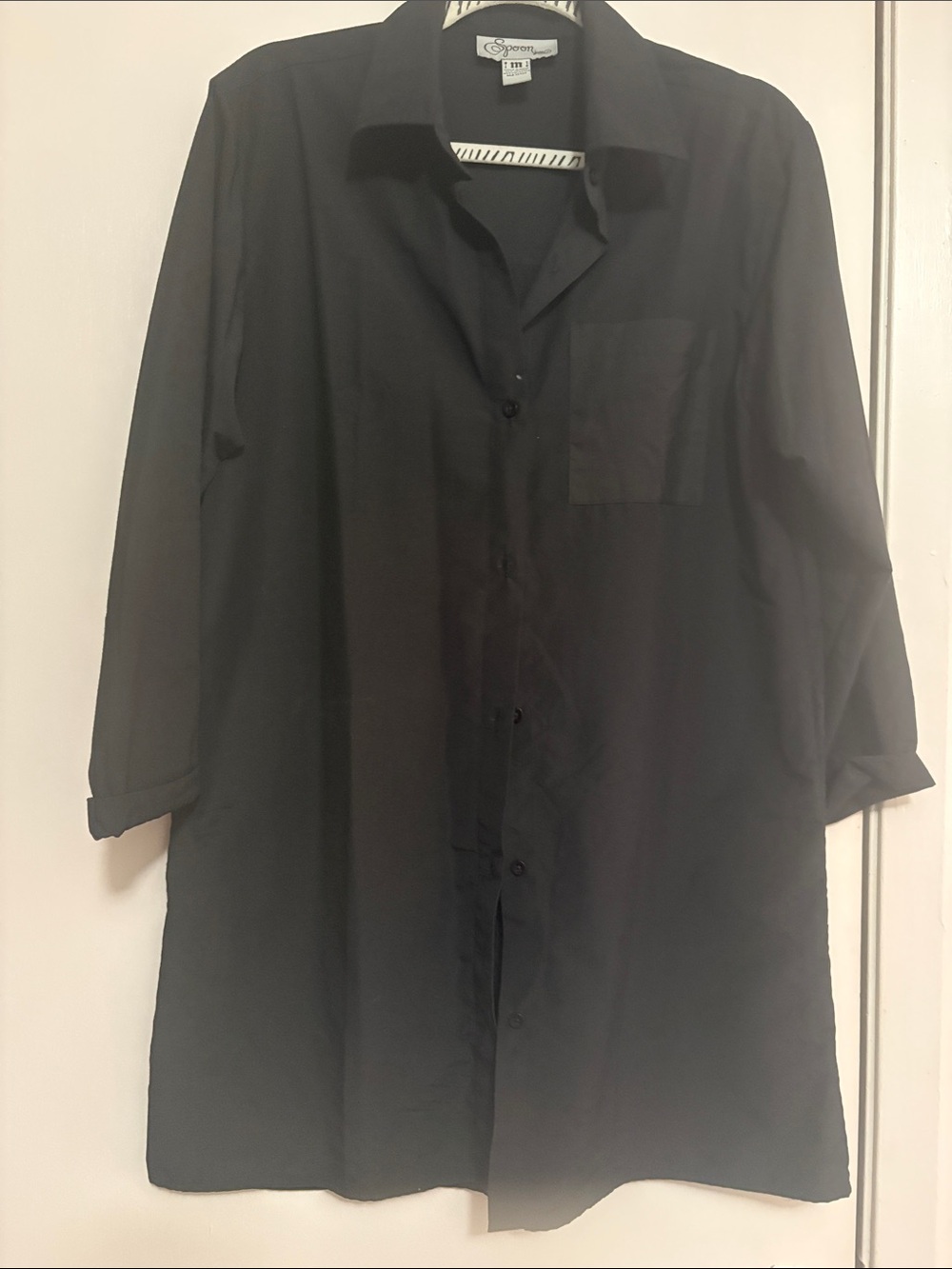 Black Sheer Button-Up Tunic Shirt